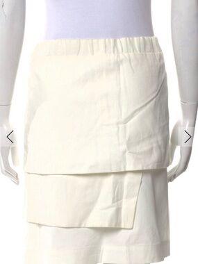Brunello Cucinelli Cream Layered Midi Skirt,
